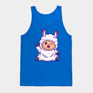 Cute Sheep Waving Hand Cartoon Tank Top